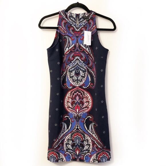 NWT Banana Republic Factory Blue Paisley Sheath Dress - Picture 1 of 5